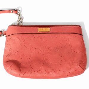 COACH Coral / Salmon Leather Wristlet